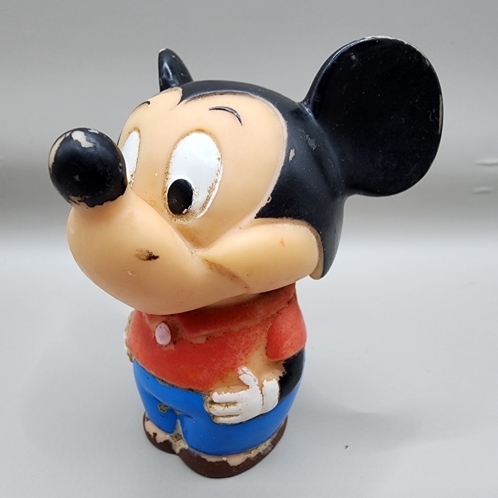 1980 Mickey Mouse Head Bobber 3" Figure Plastic Disney